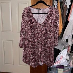 Rose & Olive Red and White Ruched Tunic